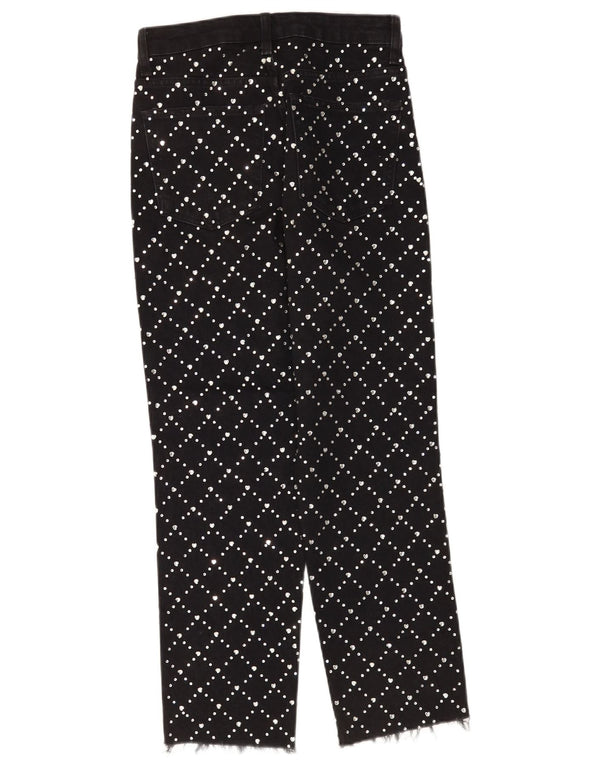 Topshop Womens Straight Jeans UK 8 Small W26 L26 Black Geometric Cotton