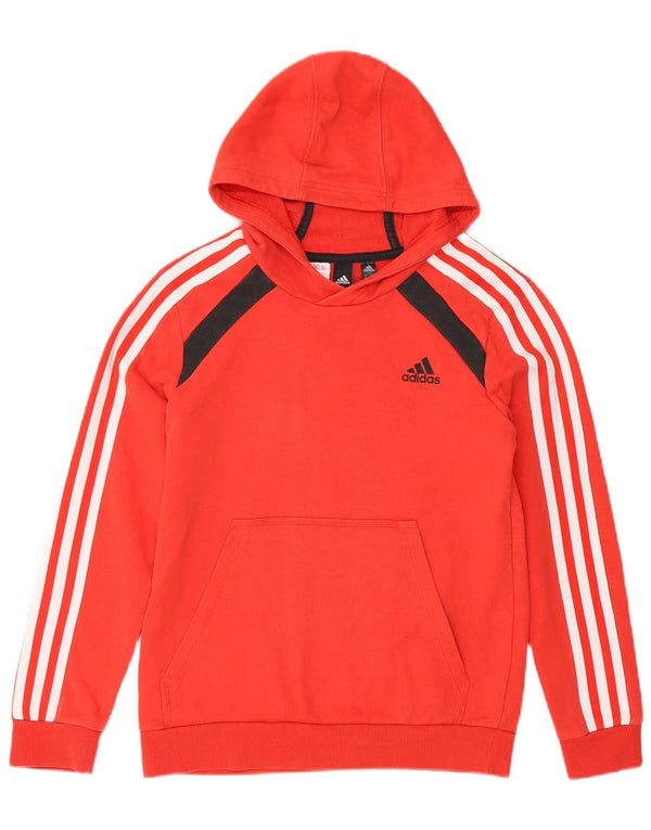 Adidas Boys Hoodie Jumper 11-12 Years Red Colourblock Cotton