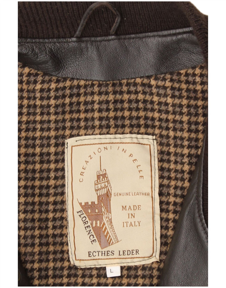 Vintage Mens Leather Jacket UK 40 Large Brown Leather