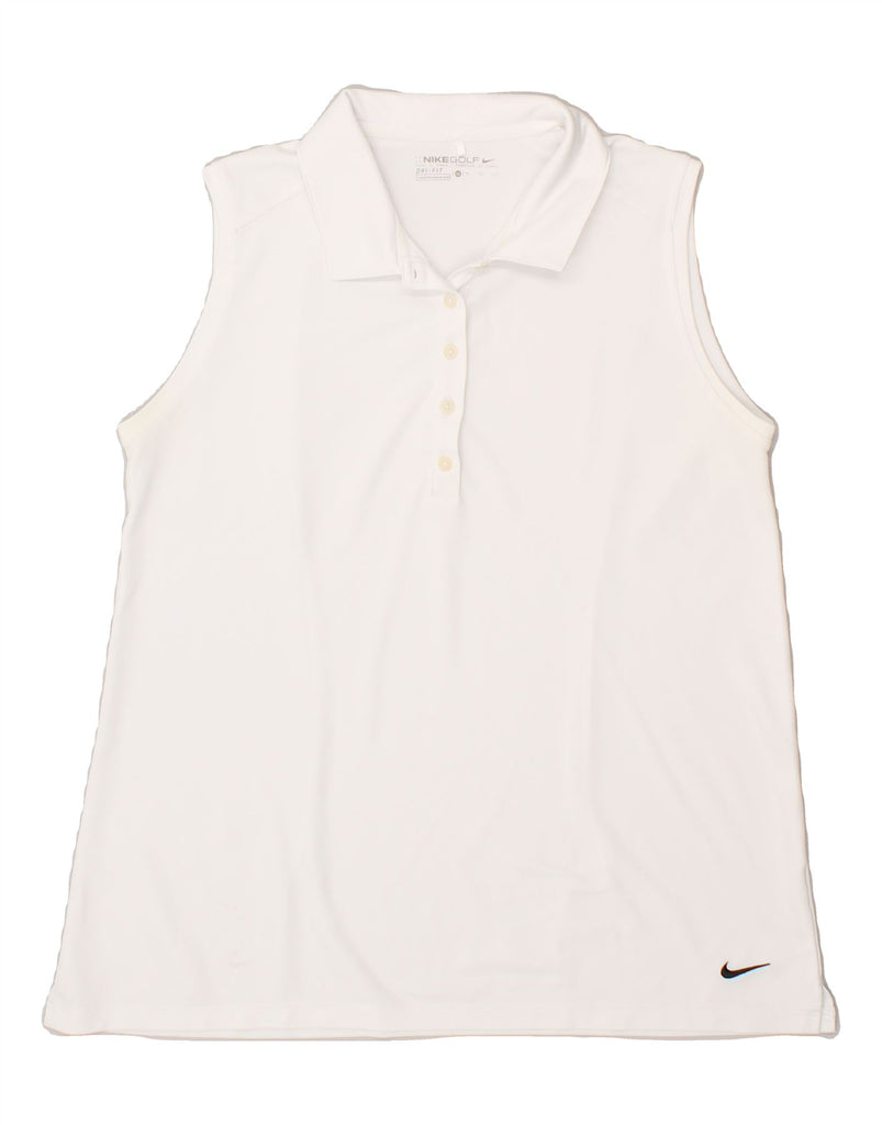 NIKE Womens Dri Fit Sleeveless Polo Shirt UK 18 XL White | Vintage Nike | Thrift | Second-Hand Nike | Used Clothing | Messina Hembry 