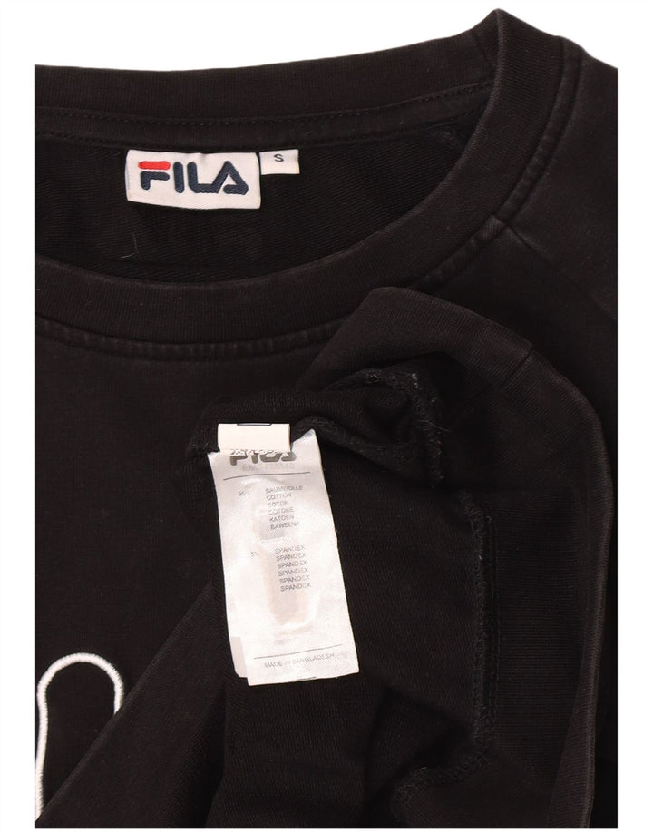 Fila Womens Graphic Sweatshirt Jumper Small Black Cotton
