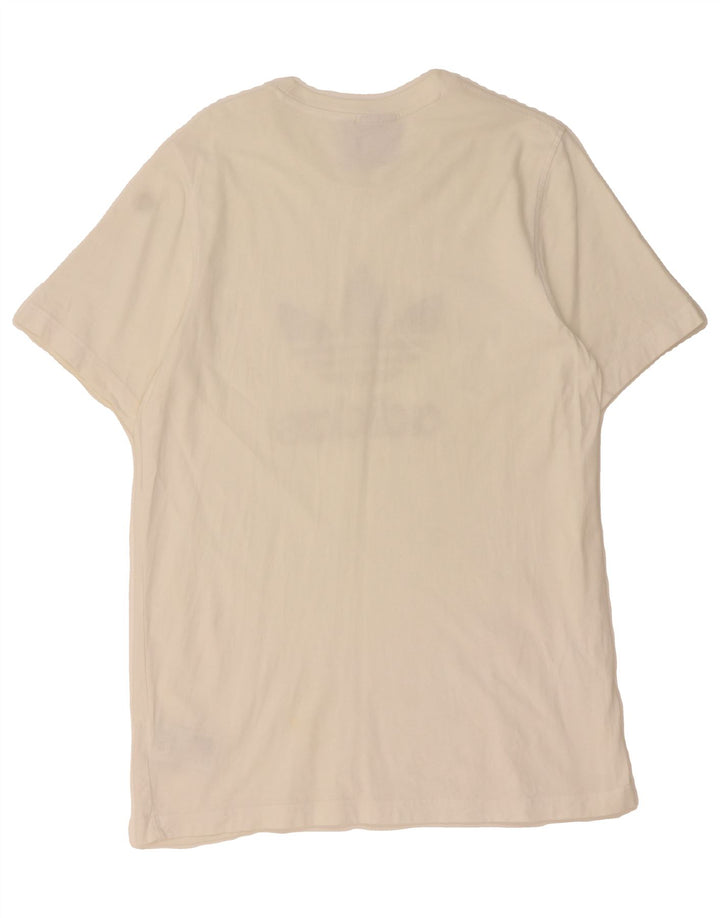 ADIDAS Mens Graphic T-Shirt Top Medium White Cotton Vintage Adidas and Second-Hand Adidas from Messina Hembry 