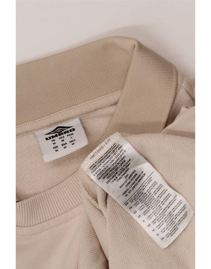 Umbro Mens Polo Neck Sweatshirt Jumper Medium Beige Colourblock Cotton