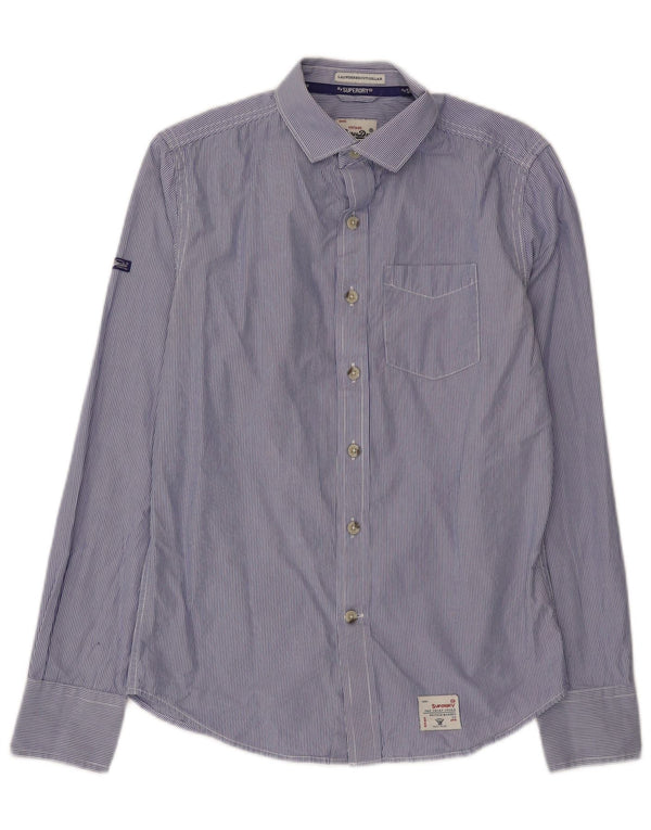 Superdry Mens Shirt Small Blue Pinstripe Cotton
