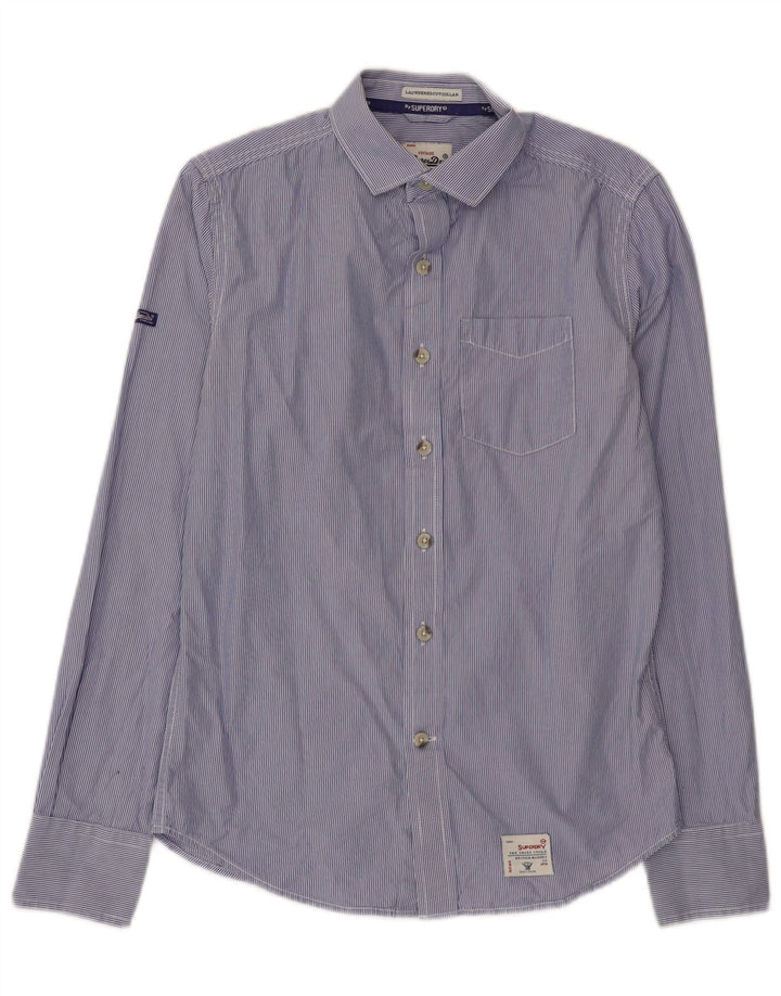 Superdry Mens Shirt Small Blue Pinstripe Cotton