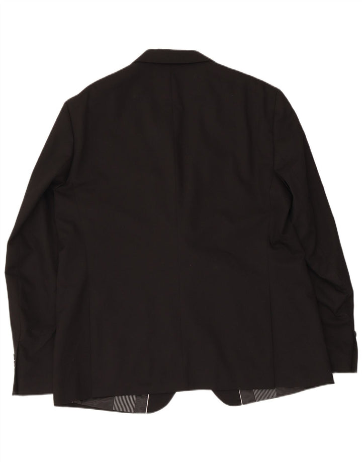 Zara Mens 2 Button Blazer Jacket EU 56 XL Black Polyester