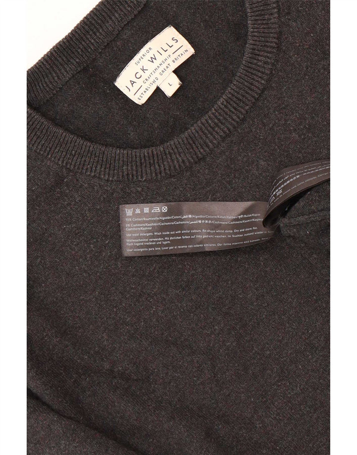 Jack Wills Mens Crew Neck Jumper Sweater Large Grey Cotton