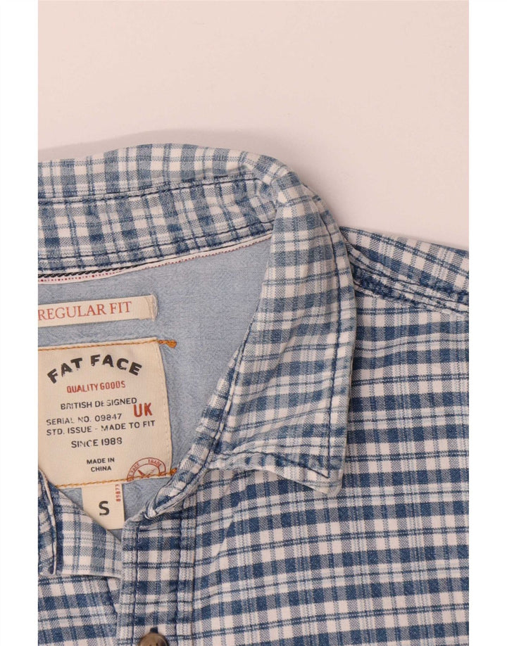 Fat Face Mens Regular Fit Shirt Small Blue Check Cotton