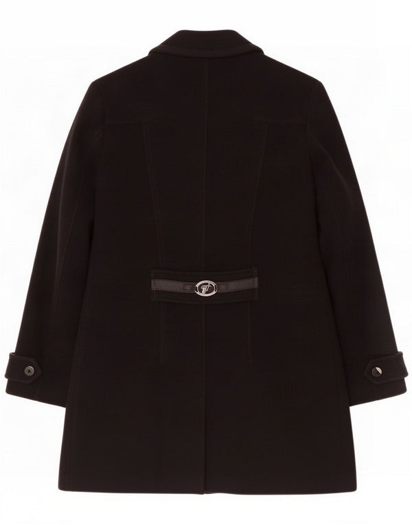 Trussardi Womens Double Breasted Coat IT 44 Medium Black Wool Classic