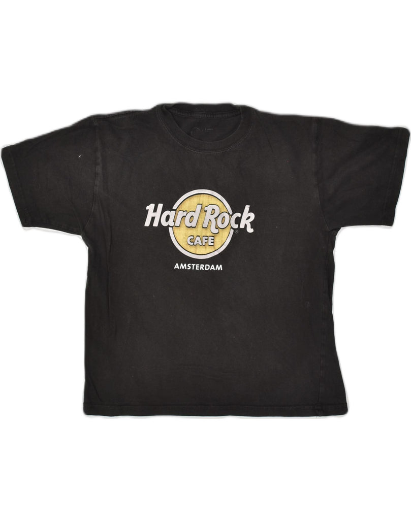 HARD ROCK CAFE Womens Amsterdam Graphic T-Shirt Top UK 14 Large Black | Vintage Hard Rock Cafe | Thrift | Second-Hand Hard Rock Cafe | Used Clothing | Messina Hembry 