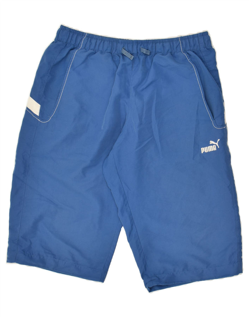 PUMA Mens Graphic Sport Shorts Medium Blue Polyester | Vintage Puma | Thrift | Second-Hand Puma | Used Clothing | Messina Hembry 