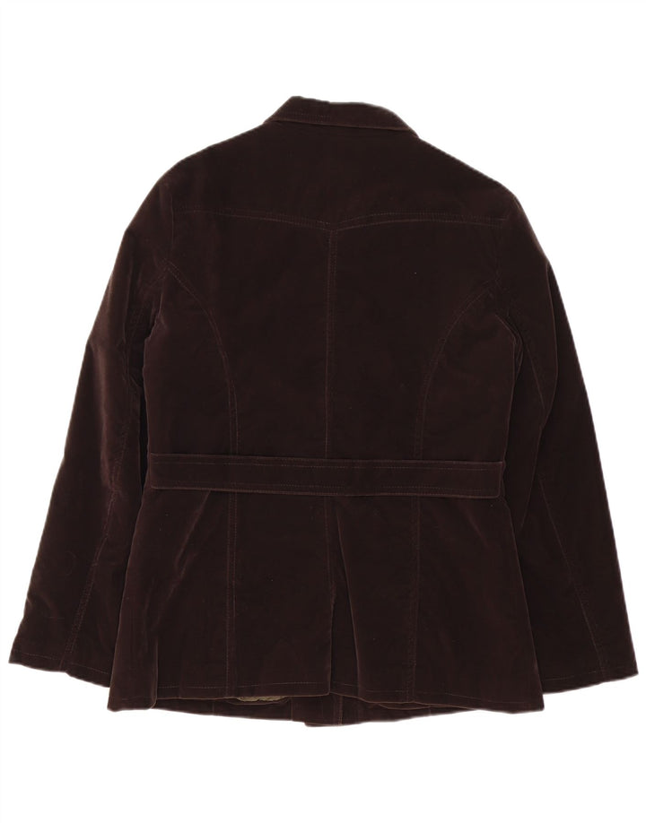 Bayside Womens Oversized Bomber Jacket UK 10 Small Brown Polyvinyl