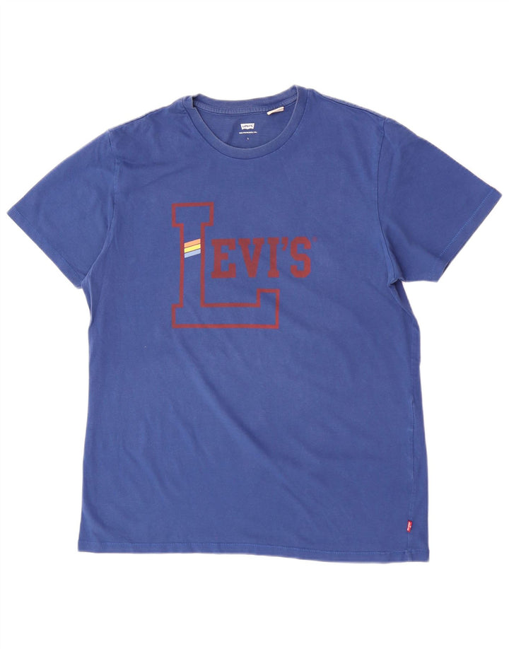 Levi's Womens Graphic T-Shirt Top UK 16 Large Blue