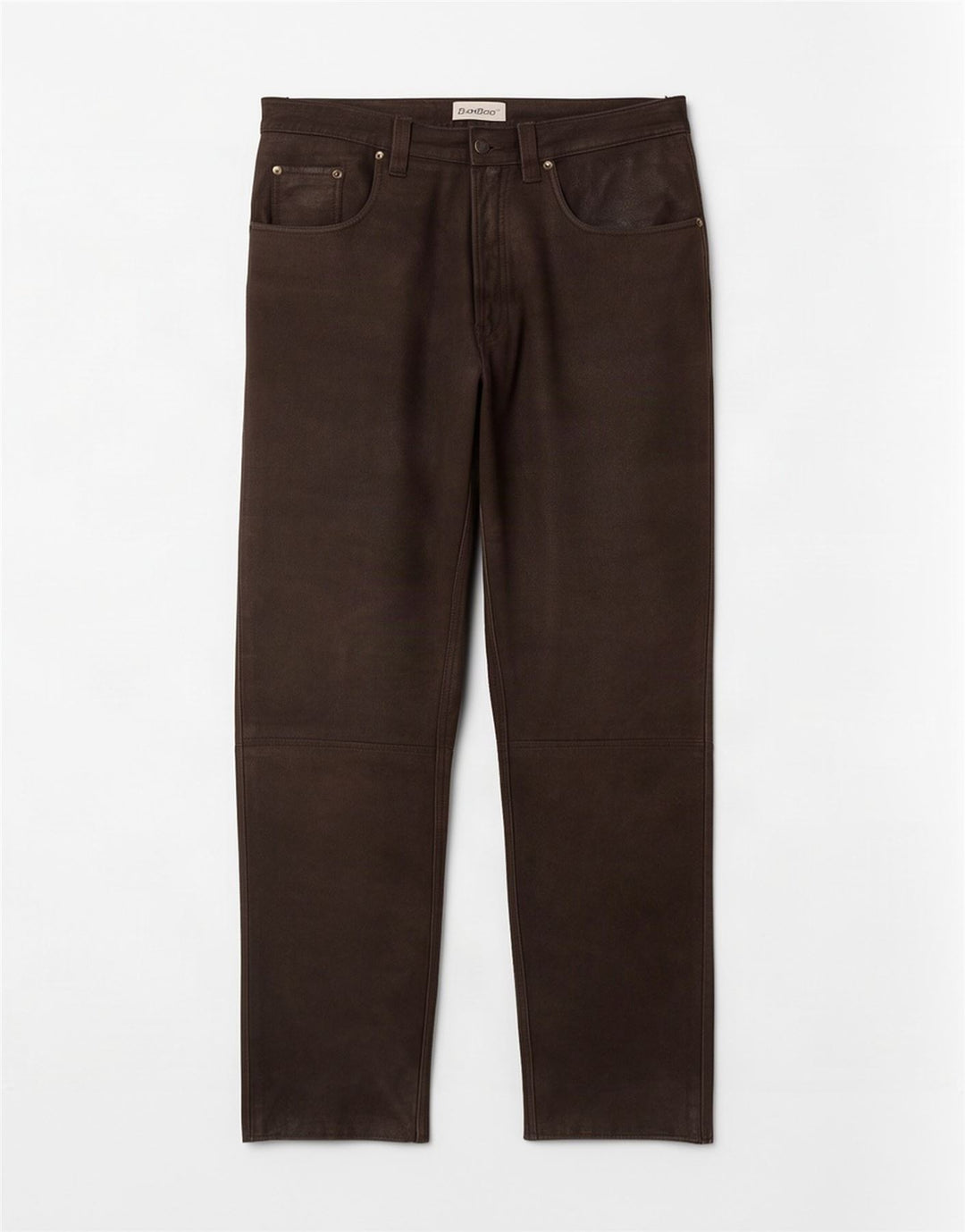 Vintage Mens Straight Leather Trousers W34 L32 Brown