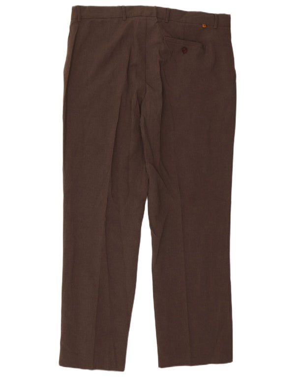 Farah Mens Straight Chino Trousers W40 L31 Brown Polyester