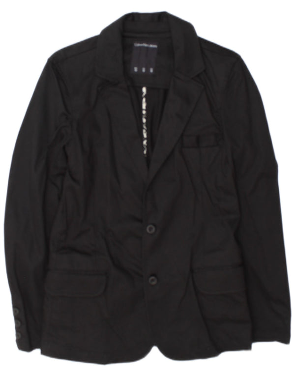 Calvin Klein Jeans Mens 2 Button Blazer Jacket UK 38 Medium Black Cotton