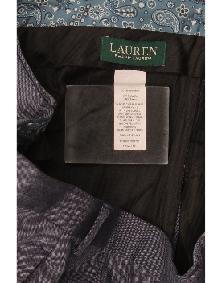 Ralph Lauren Mens Straight Suit Trousers W33 L30 Navy Blue Polyester