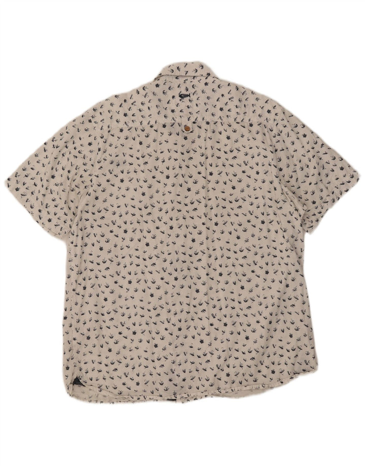 Weird Fish Mens Abstract Pattern Short Sleeve Shirt 2XL White Cotton
