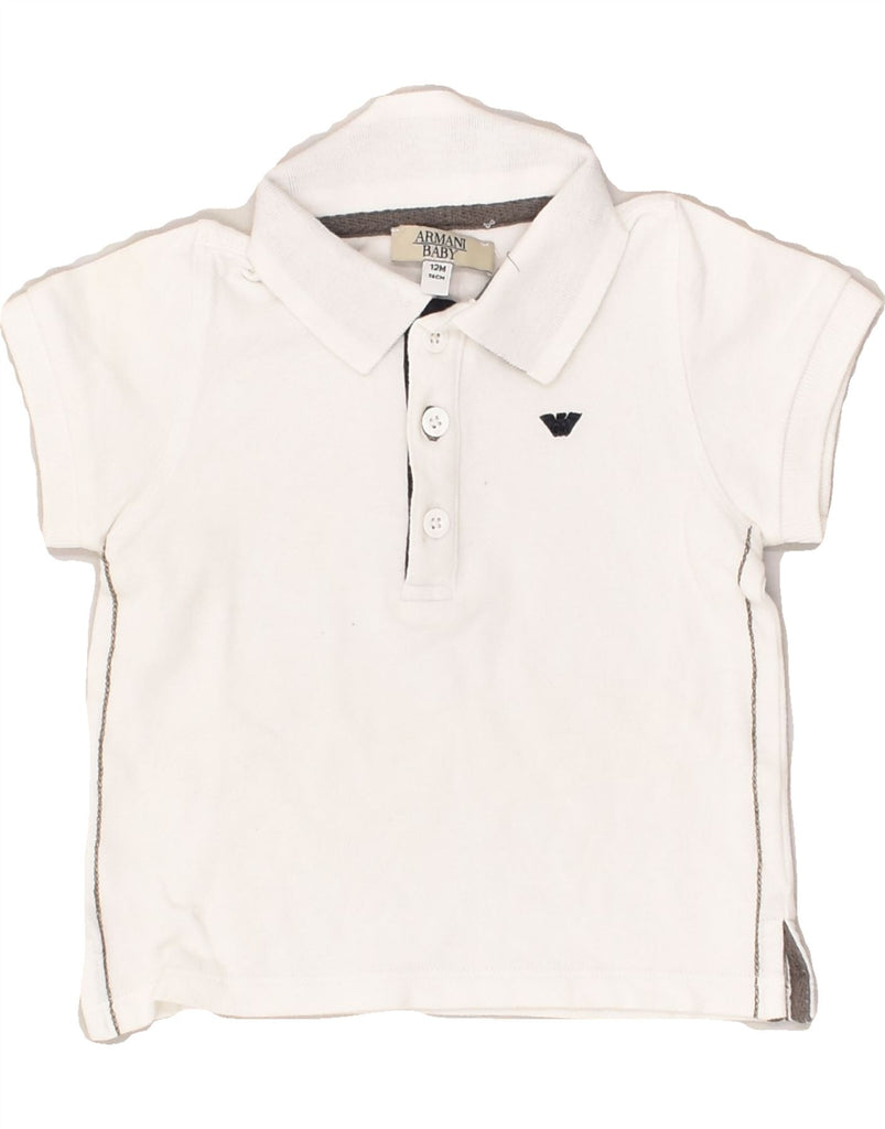 ARMANI Baby Boys Polo Shirt 9-12 Months White Cotton | Vintage Armani | Thrift | Second-Hand Armani | Used Clothing | Messina Hembry 