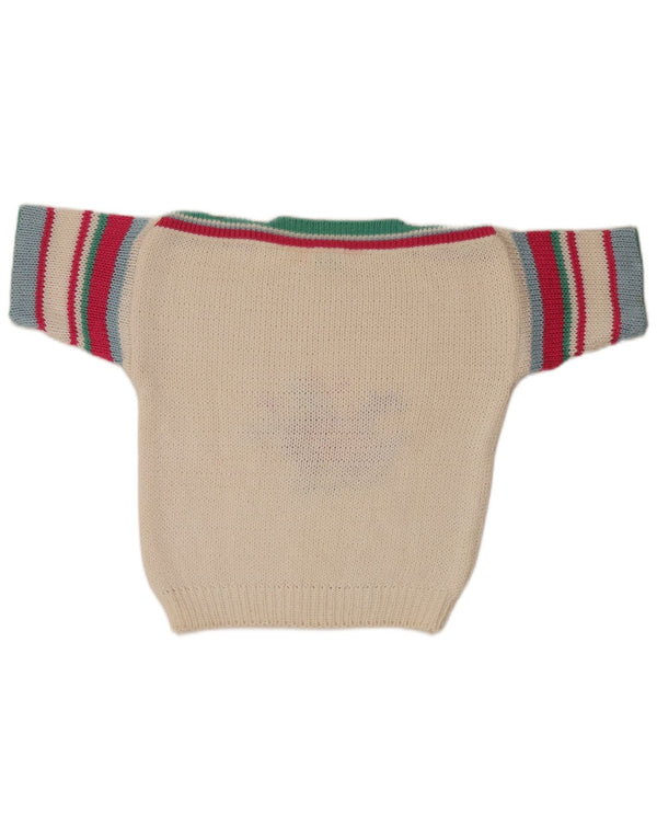 Vintage Womens Short Sleeve Boat Neck Jumper Sweater UK 12 Medium White