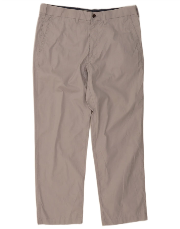 Marks & Spencer Mens Straight Chino Trousers W34 L29 Grey Cotton