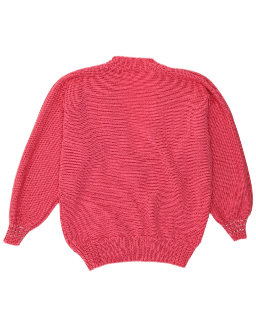 VINTAGE Womens V-Neck Jumper Sweater UK 14 Medium Pink