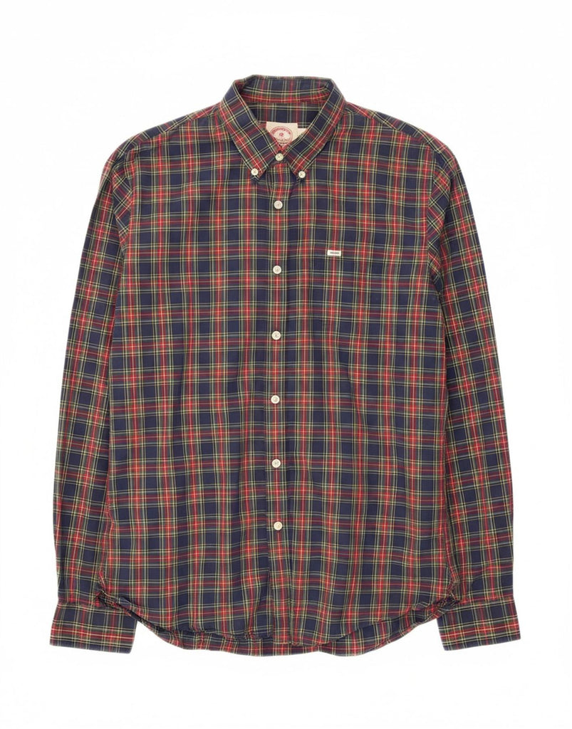 BROOKS BROTHERS Mens Shirt Large Navy Blue Check Cotton Vintage Brooks Brothers and Second-Hand Brooks Brothers from Messina Hembry 