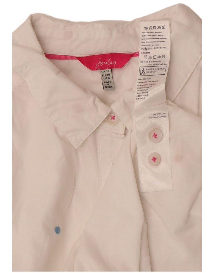 Joules Womens Pullover Shirt UK 12 Medium White Polka Dot Cotton