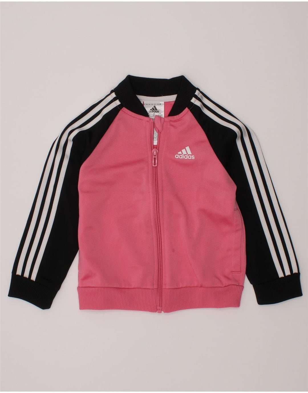 ADIDAS Baby Girls Tracksuit Top Jacket 18-24 Months Pink Colourblock