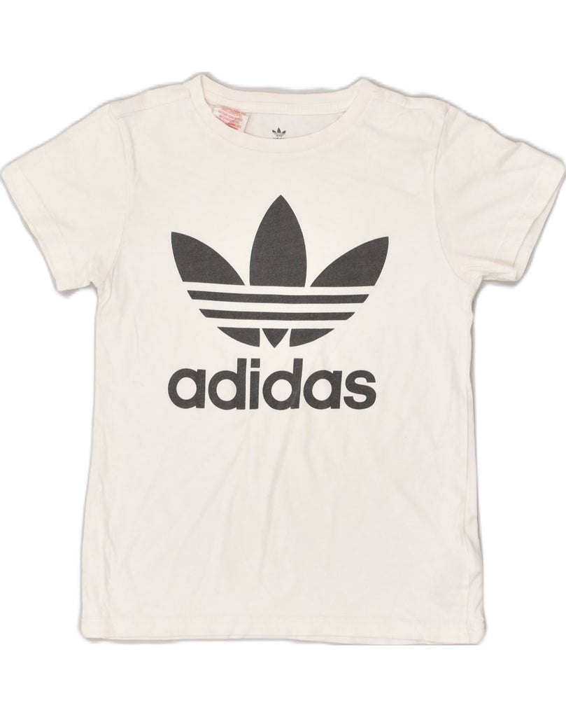 ADIDAS Boys Graphic T-Shirt Top 9-10 Years Small White Cotton | Vintage Adidas | Thrift | Second-Hand Adidas | Used Clothing | Messina Hembry 