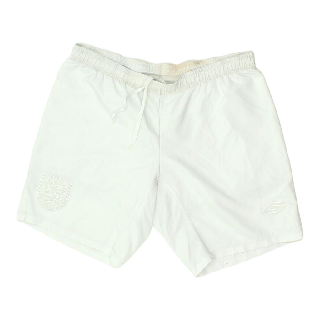 England 2009-10 Umbro Mens White Shorts | Vintage Football Sportswear VTG | Vintage Messina Hembry | Thrift | Second-Hand Messina Hembry | Used Clothing | Messina Hembry 