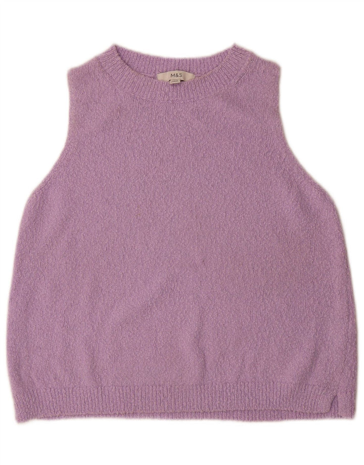 Marks & Spencer Womens Vest Tank Top UK 14 Medium Purple Cotton