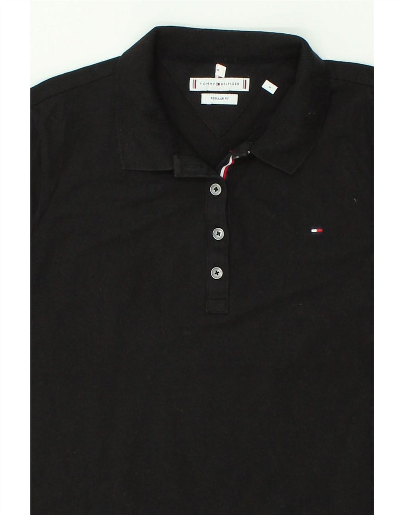 TOMMY HILFIGER Womens Regular Fit Polo Shirt UK 10 Small Black Cotton | Vintage Tommy Hilfiger | Thrift | Second-Hand Tommy Hilfiger | Used Clothing | Messina Hembry 