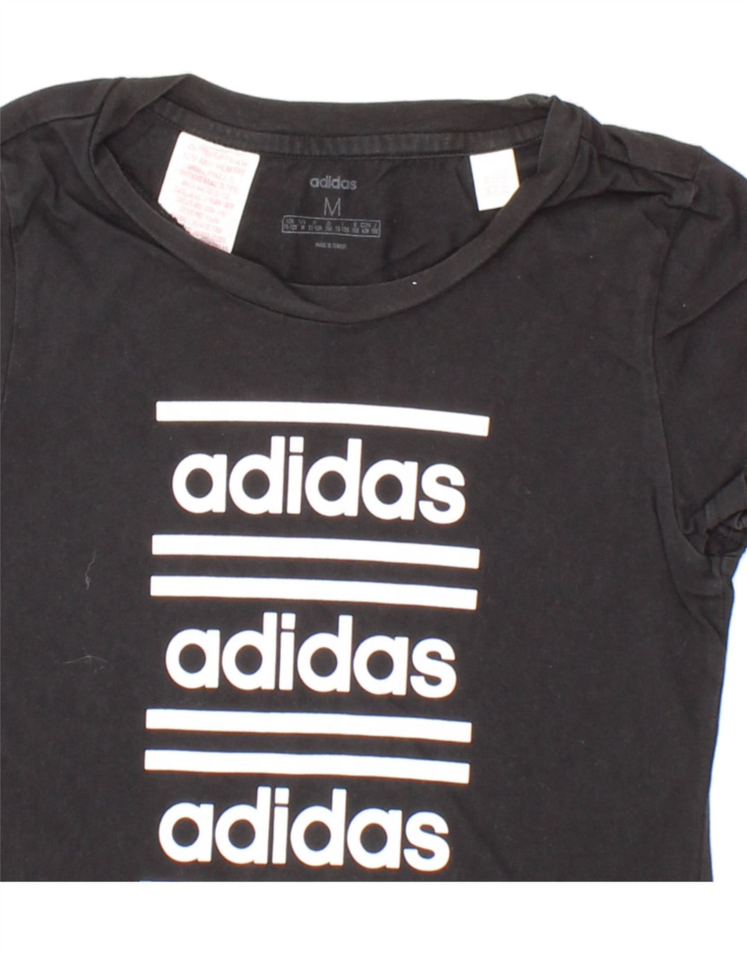 ADIDAS Boys Graphic T-Shirt Top 11-12 Years Medium  Black Cotton Vintage Adidas and Second-Hand Adidas from Messina Hembry 