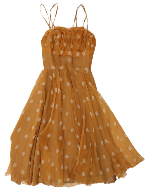 Vintage Womens A-Line Dress UK 8 Small Yellow Polka Dot