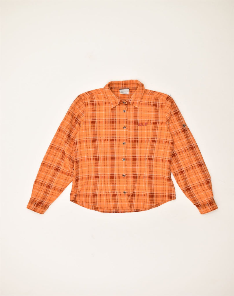 JACK WOLFSKIN Womens Shirt UK 10 Small Orange Check Cotton | Vintage Jack Wolfskin | Thrift | Second-Hand Jack Wolfskin | Used Clothing | Messina Hembry 