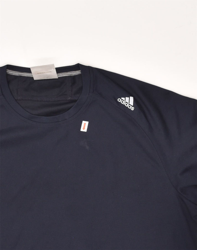 ADIDAS Mens T-Shirt Top Large Navy Blue Polyester | Vintage Adidas | Thrift | Second-Hand Adidas | Used Clothing | Messina Hembry 