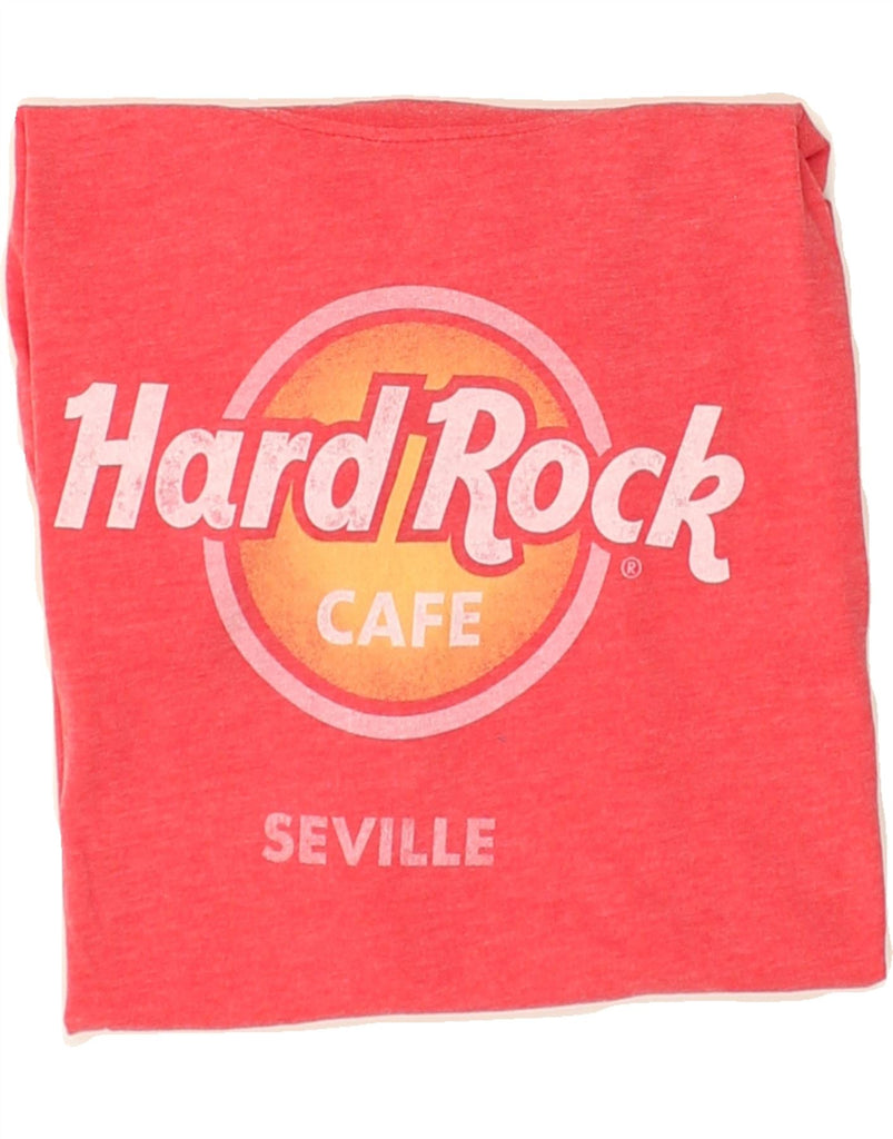 HARD ROCK CAFE Womens Seville Graphic T-Shirt Top UK 16 Large Red Cotton | Vintage Hard Rock Cafe | Thrift | Second-Hand Hard Rock Cafe | Used Clothing | Messina Hembry 