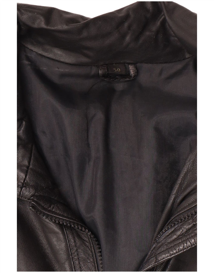 VINTAGE Mens Leather Jacket IT 50 Large Black Leather