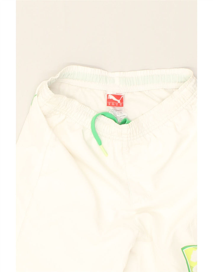 PUMA Boys Graphic Sport Shorts 9-10 Years White Polyester | Vintage Puma | Thrift | Second-Hand Puma | Used Clothing | Messina Hembry 