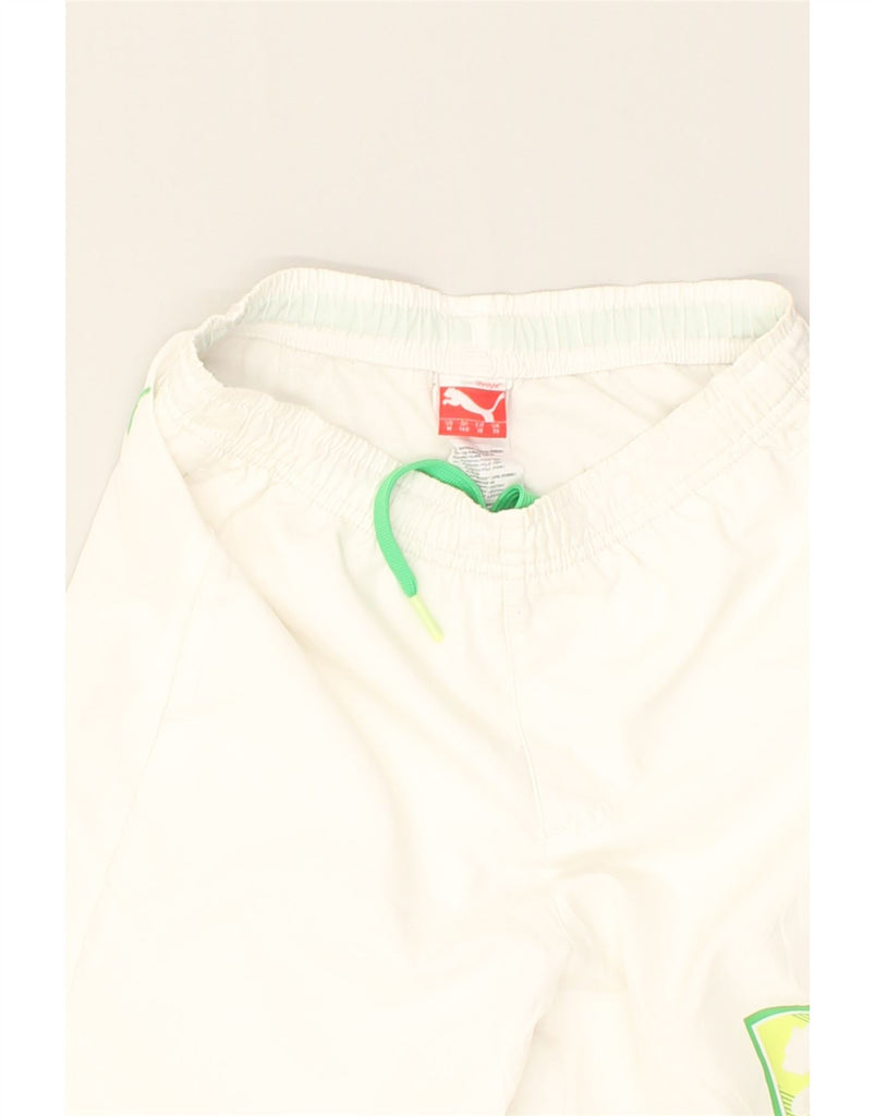 PUMA Boys Graphic Sport Shorts 9-10 Years White Polyester | Vintage Puma | Thrift | Second-Hand Puma | Used Clothing | Messina Hembry 