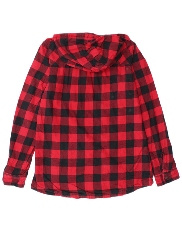 Eddie Bauer Womens Hooded Lumberjack  Shirt UK 10 Small Red Gingham Cotton