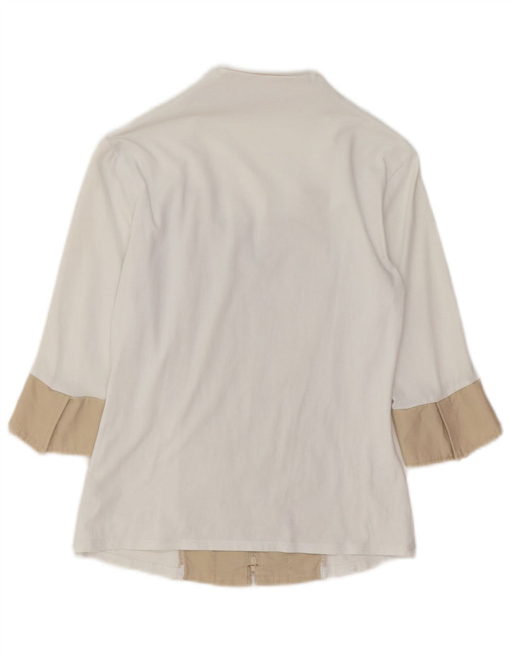 Naracamicie Womens 3/4 Sleeve Shirt Blouse UK 10 Small White Colourblock
