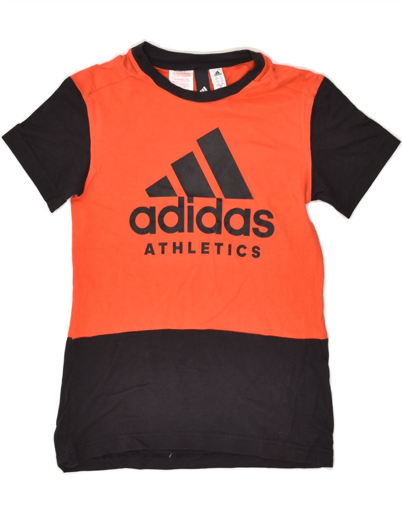 ADIDAS Boys Graphic T-Shirt Top 9-10 Years Red Colourblock Cotton | Vintage Adidas | Thrift | Second-Hand Adidas | Used Clothing | Messina Hembry 