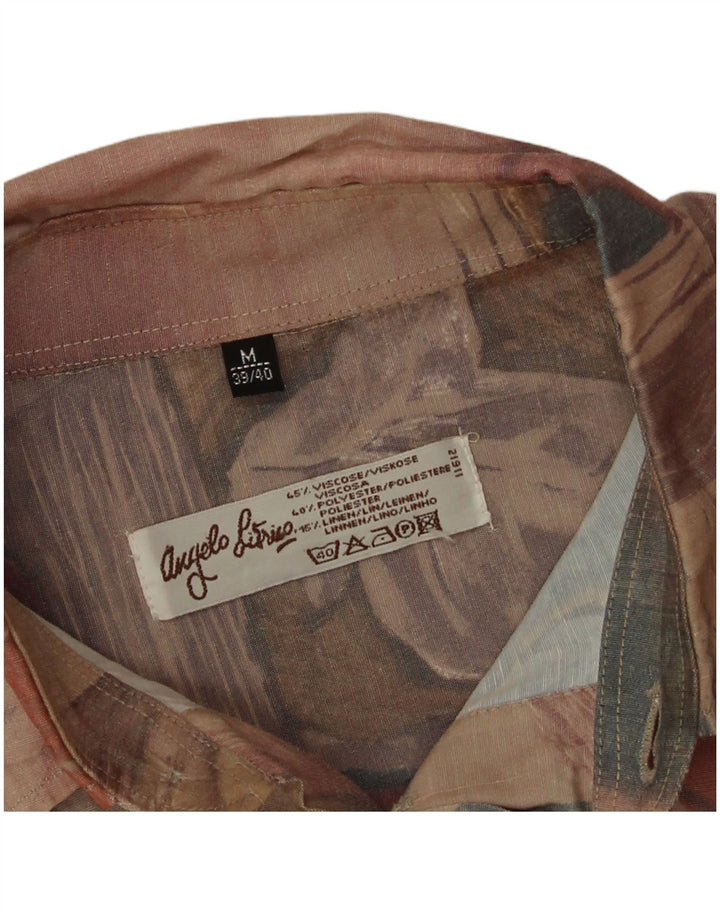 Angelo Litrico Mens Shirt Size 38/40 Medium Brown Patchwork Viscose