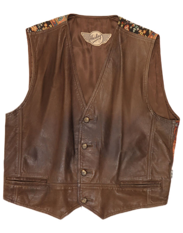 Vintage Mens Waistcoat Large Brown Geometric