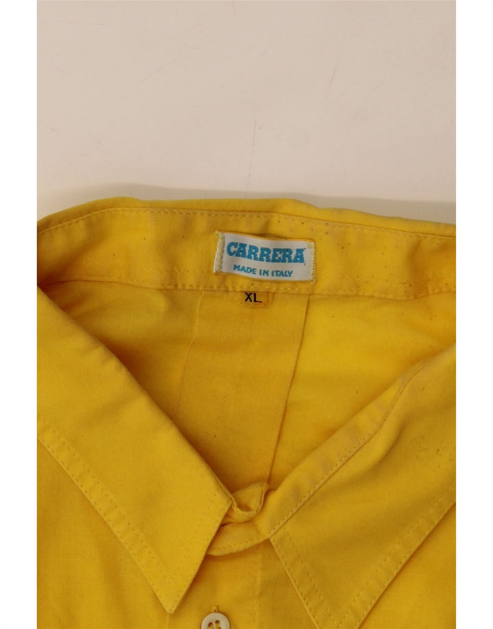 CARRERA Mens Short Sleeve Shirt XL Yellow Cotton Vintage Carrera and Second-Hand Carrera from Messina Hembry 