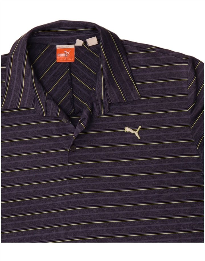 PUMA Mens Polo Shirt Large Purple Striped