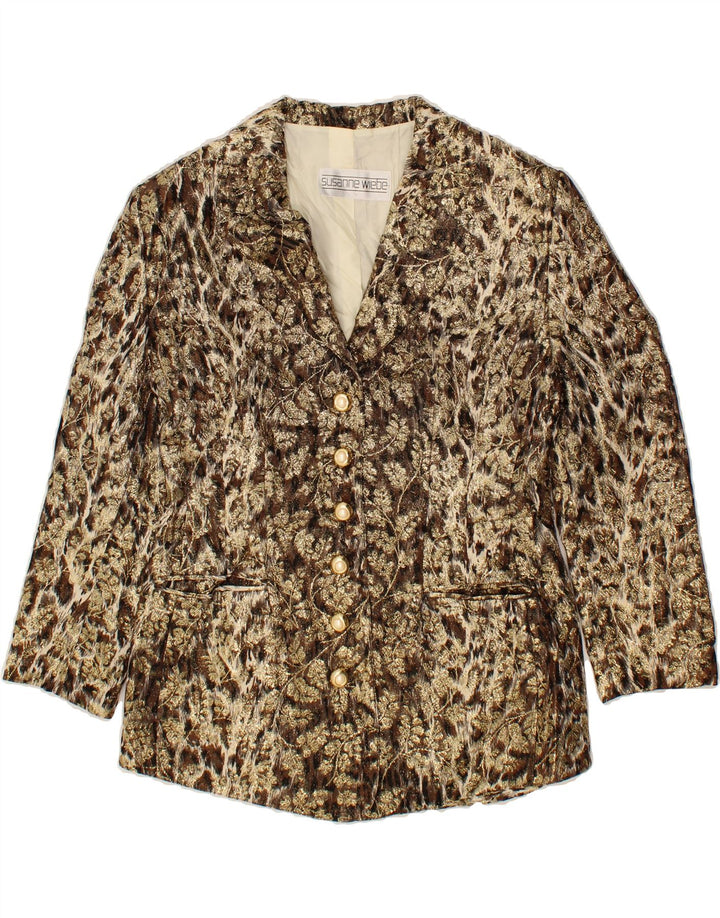 VINTAGE Womens 6 Button Blazer Jacket IT 42 Medium Brown Animal Print Vintage Vintage and Second-Hand Vintage from Messina Hembry 