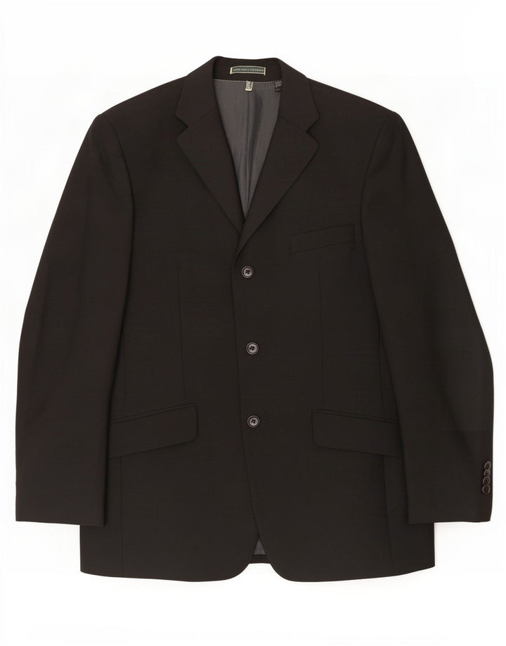 Zara Mens 3 Button Blazer Jacket UK 36 Small Black Wool